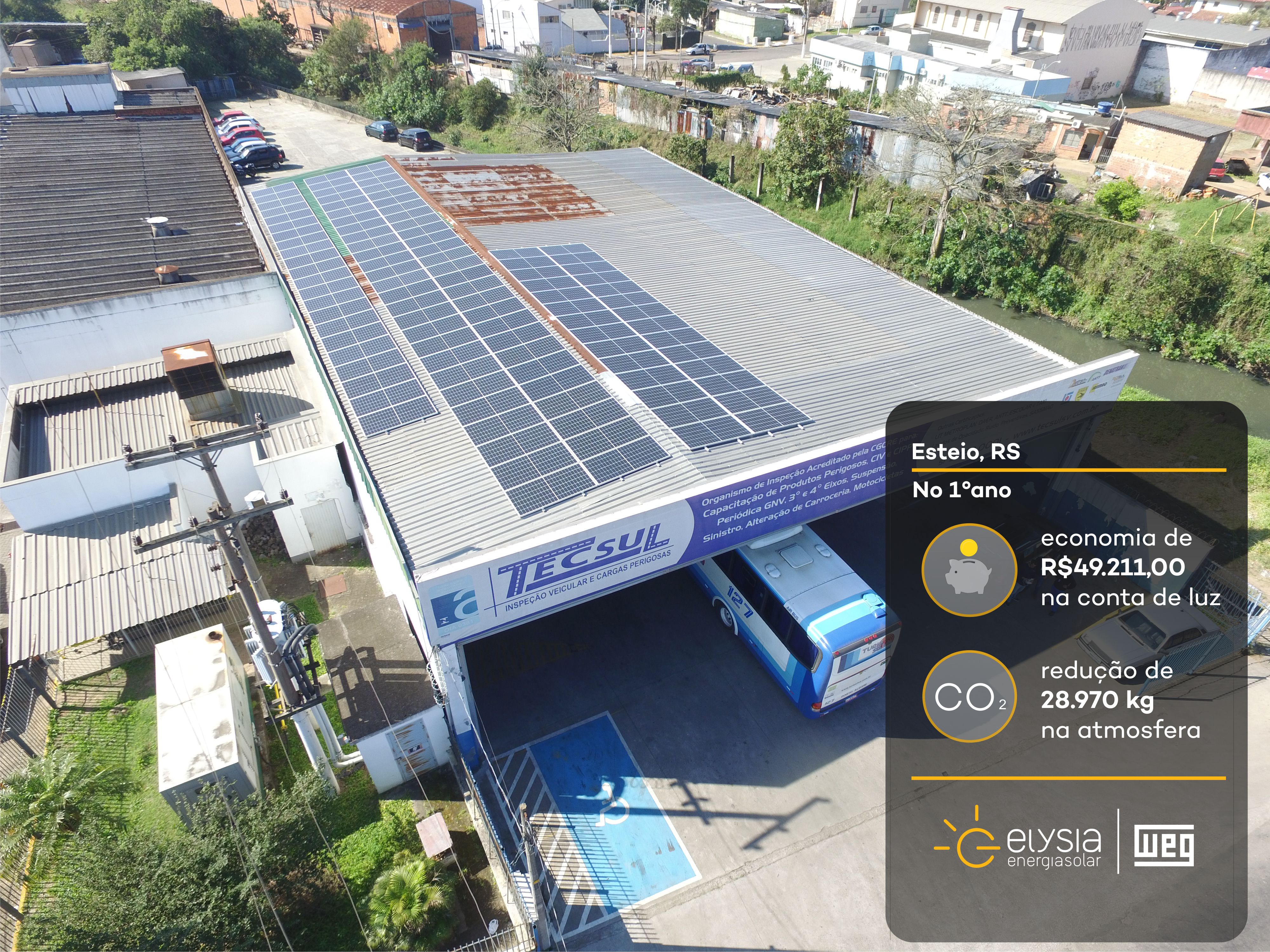 Energia solar no comércio - Elysia sistema fotovoltaico Rio Grande do Sul