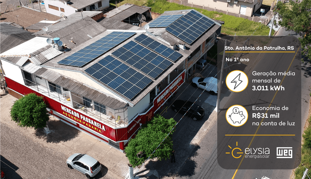 Geração de energia solar - Elysia sistema fotovoltaico Rio Grande do Sul