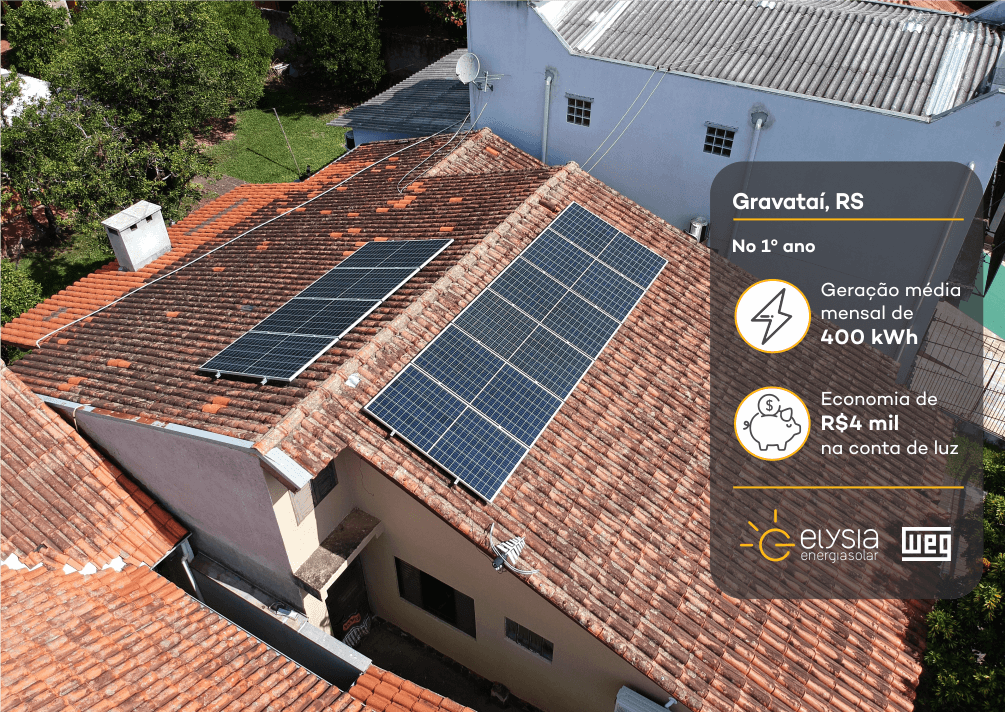 Sistema fotovoltaico em casa de Gravataí - Elysia energia solar Porto Alegre