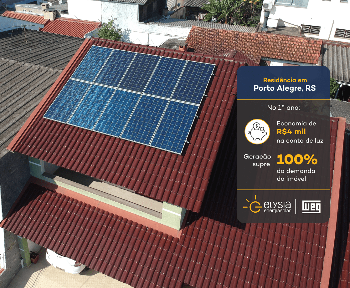 Geração de energia solar - Elysia sistema fotovoltaico Rio Grande do Sul
