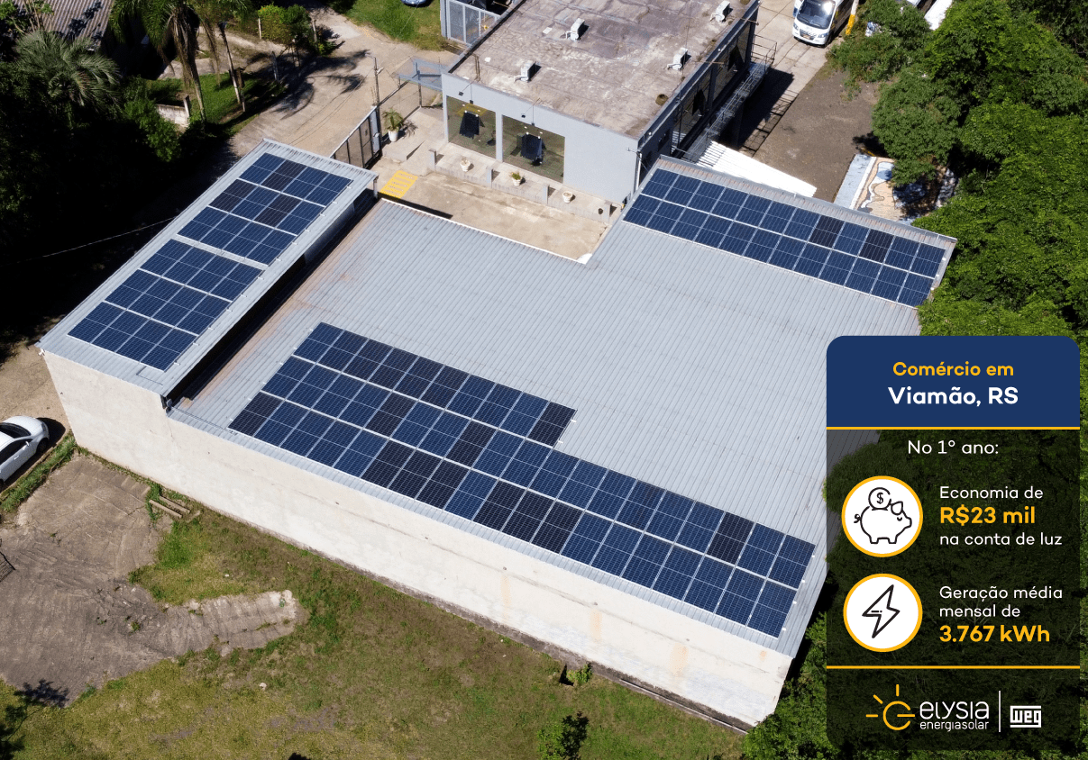 Energia solar comercial - Elysia sistema fotovoltaico Viamão