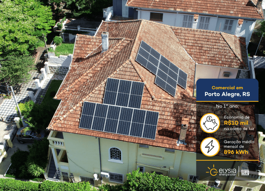 Clínica geriátrica energia solar Porto Alegre - Elysia sistema fotovoltaico Rio Grande do Sul