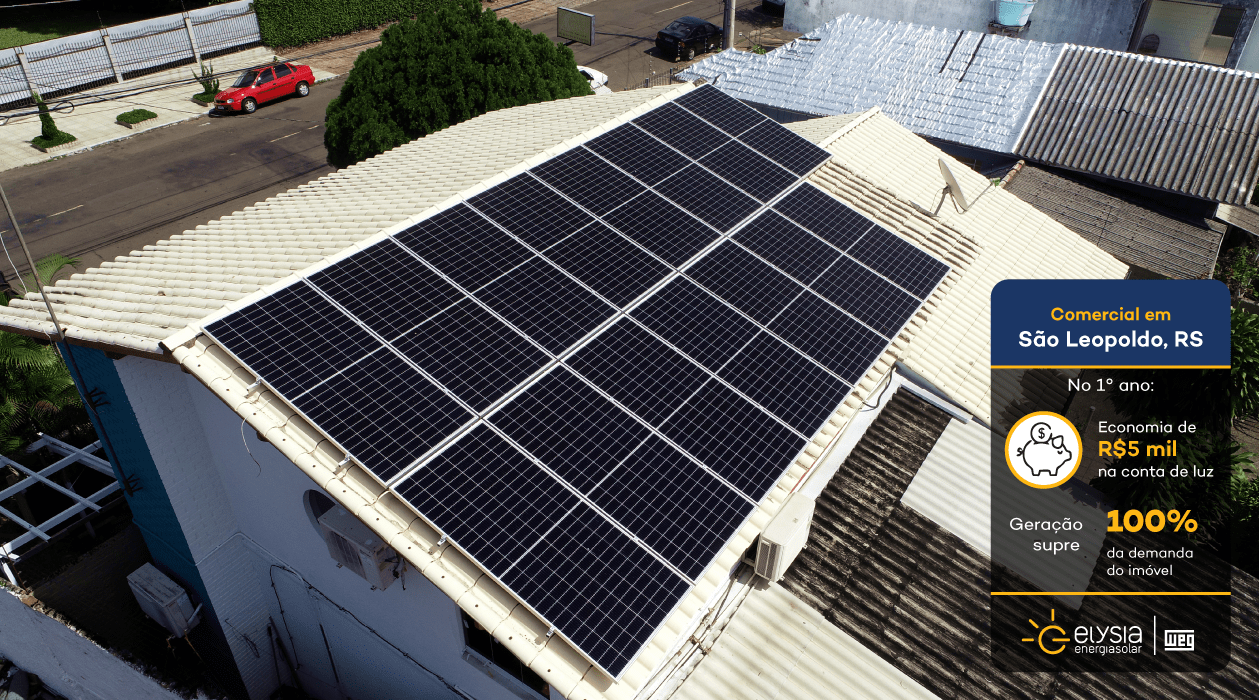 Energia solar em Clínica Veterinária - Elysia sistema fotovoltaico São Leopoldo