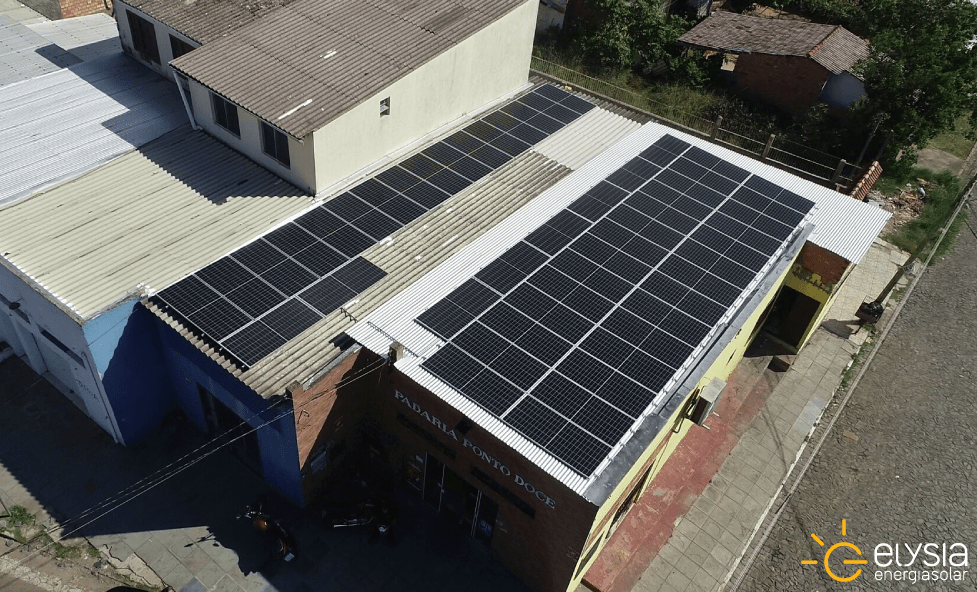 Energia solar em padaria de Alvorada - Elysia sistema fotovoltaico comercial
