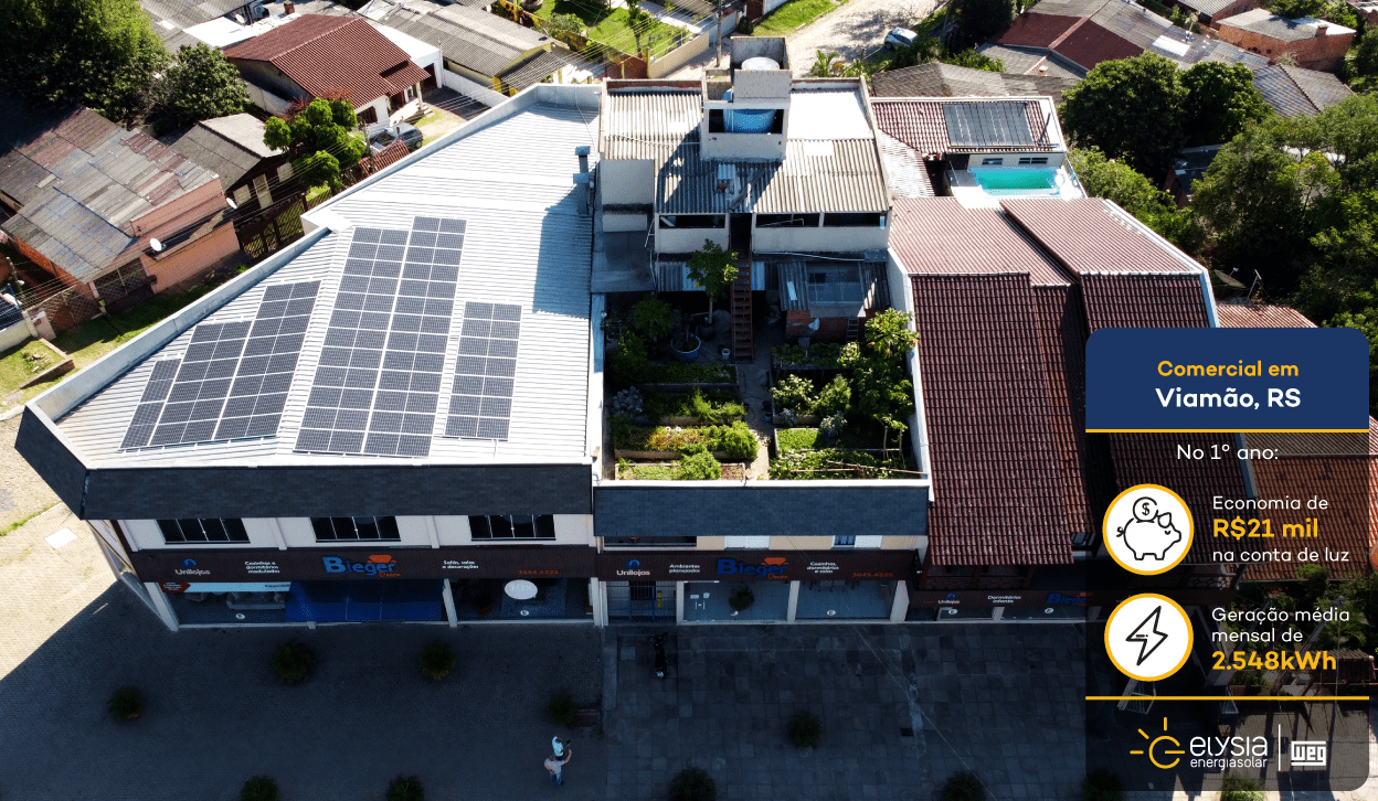 Loja de Viamão com energia solar - Elysia sistema fotovoltaico Grande Porto Alegre