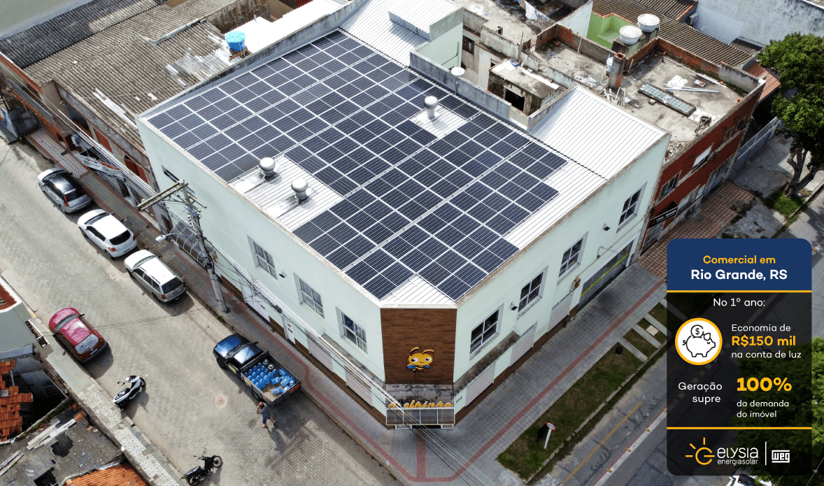 Energia solar comercial Rio Grande - Elysia sistema fotovoltaico RS