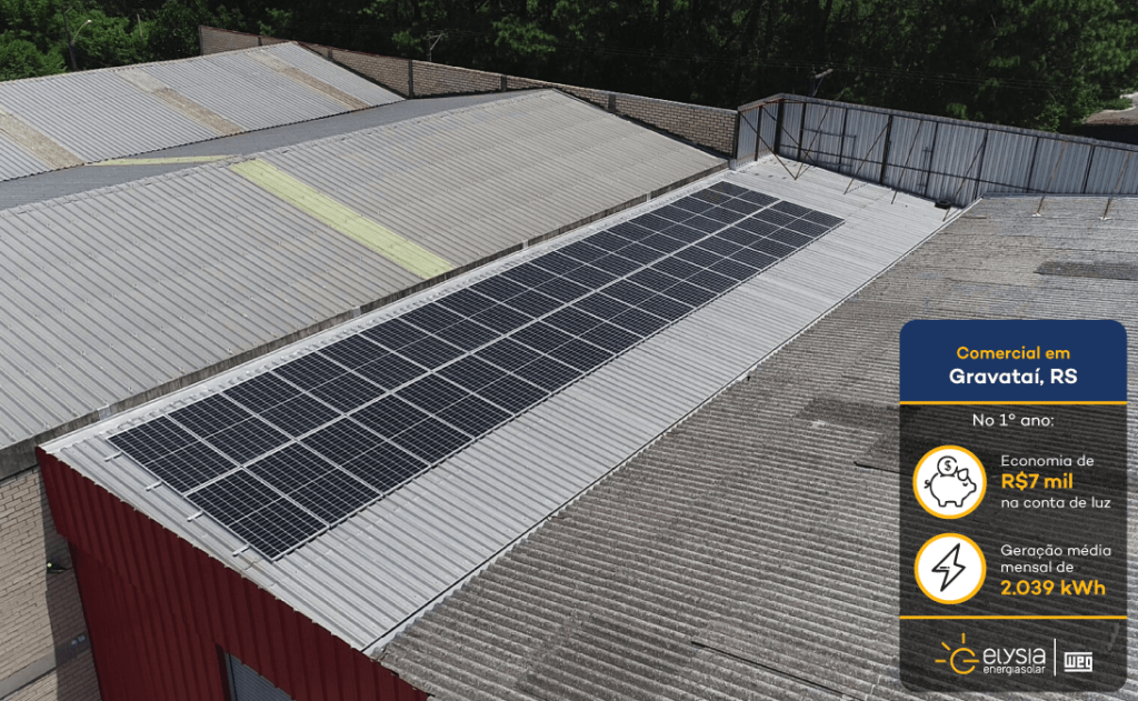 Imóvel comercial energia solar - Elysia sistema fotovoltaico Gravataí