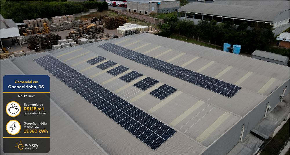 Elysia energia solar indústria - Sistema fotovoltaico Cachoeirinha