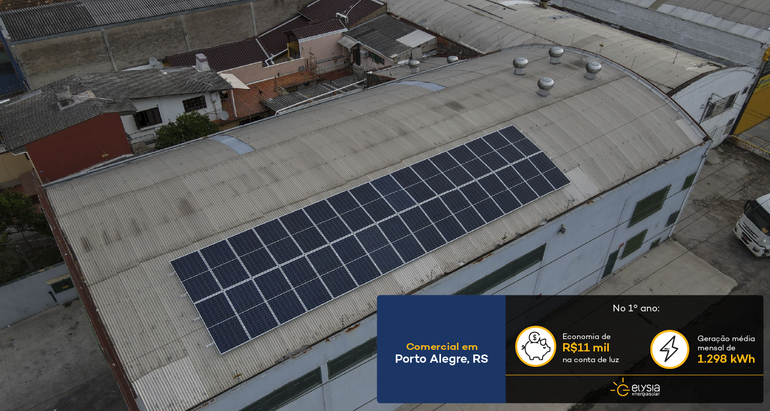 Oficina mecânica Porto Alegre energia solar - Elysia sistema fotovoltaico Rio Grande do Sul