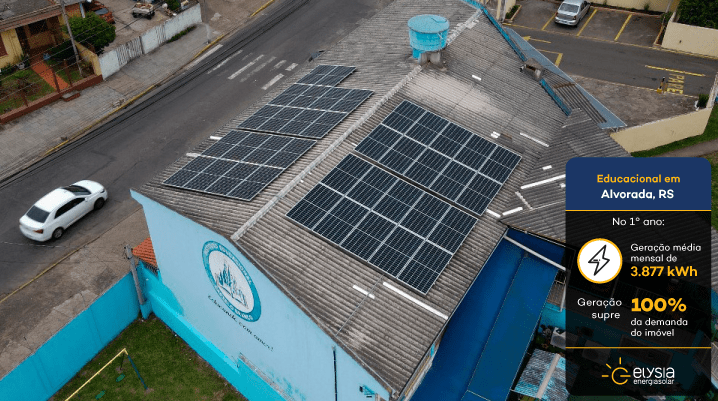 Energia solar escola privada Rio Grande do Sul - Elysia sistema fotovoltaico Alvorada