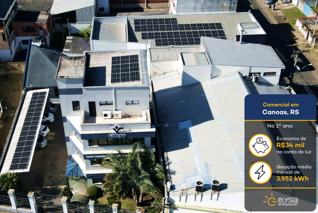 Energia solar indústria Canoas - Elysia sistema fotovoltaico Rio Grande do Sul