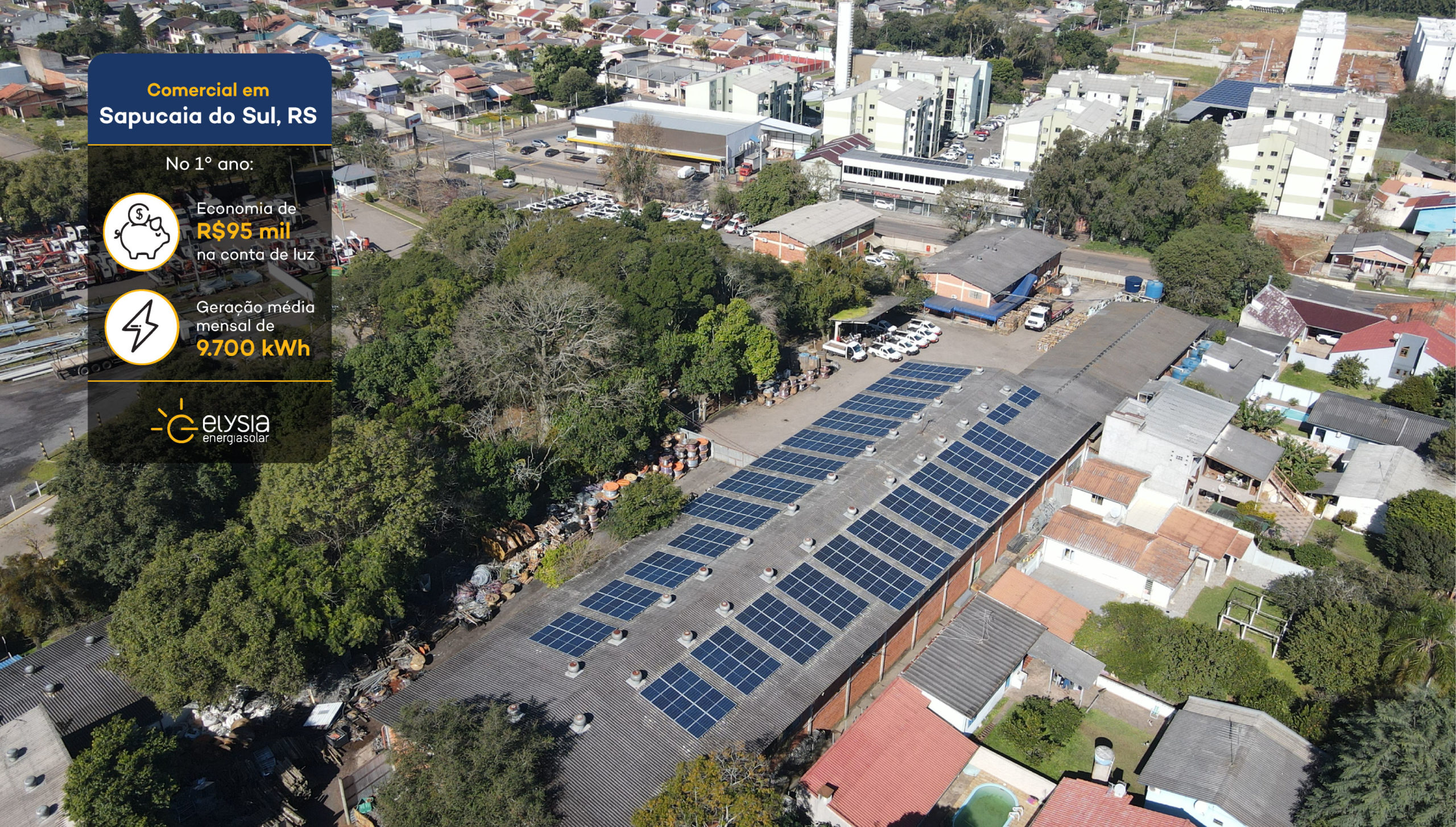 Geração energia solar serviços - Elysia sistema fotovoltaico comercial Rio Grande do Sul